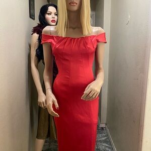 Elegant Red Off-Shoulder Dress KAREN MILLEN